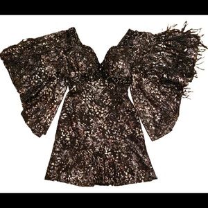 FUN! Tony Bowls Mini Cocktail Dress w/ Feathers